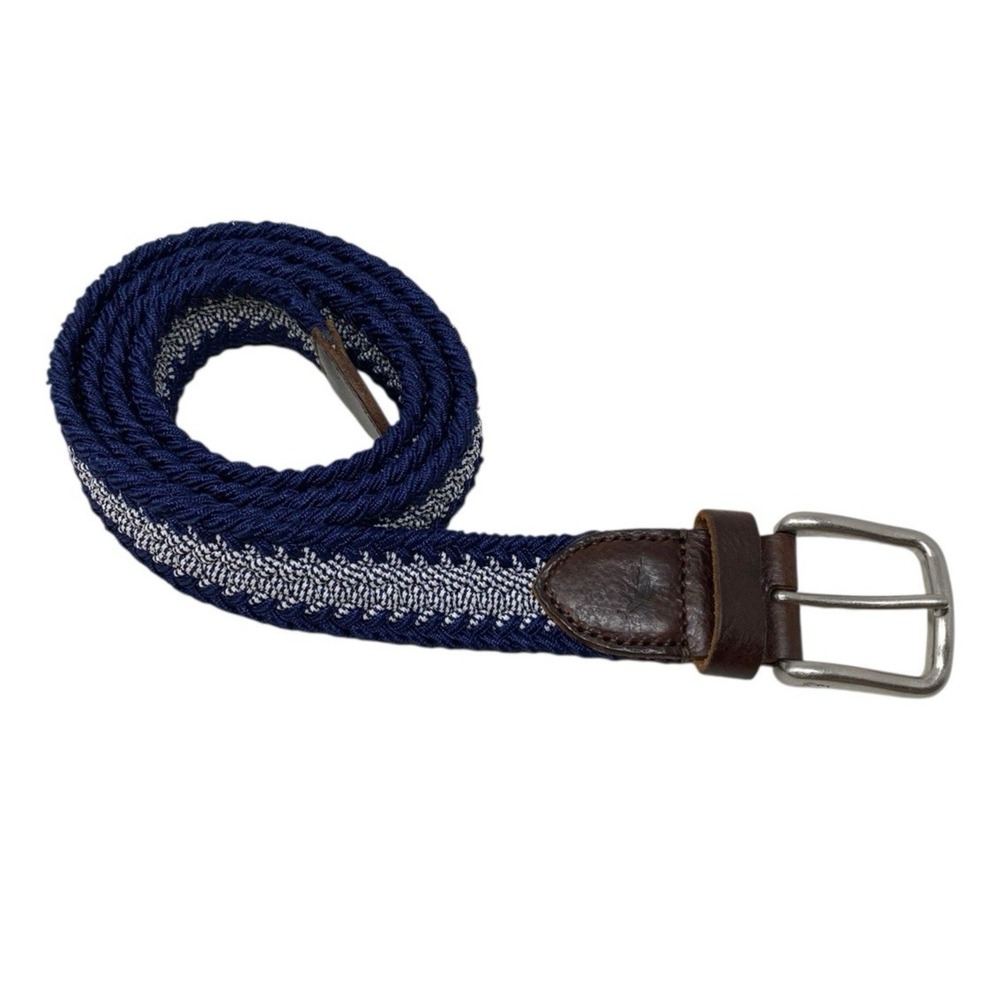 Tommy Bahama Mens Webbed Stretch Logo Golf Belt Navy Blue White Size XL 42 - 44